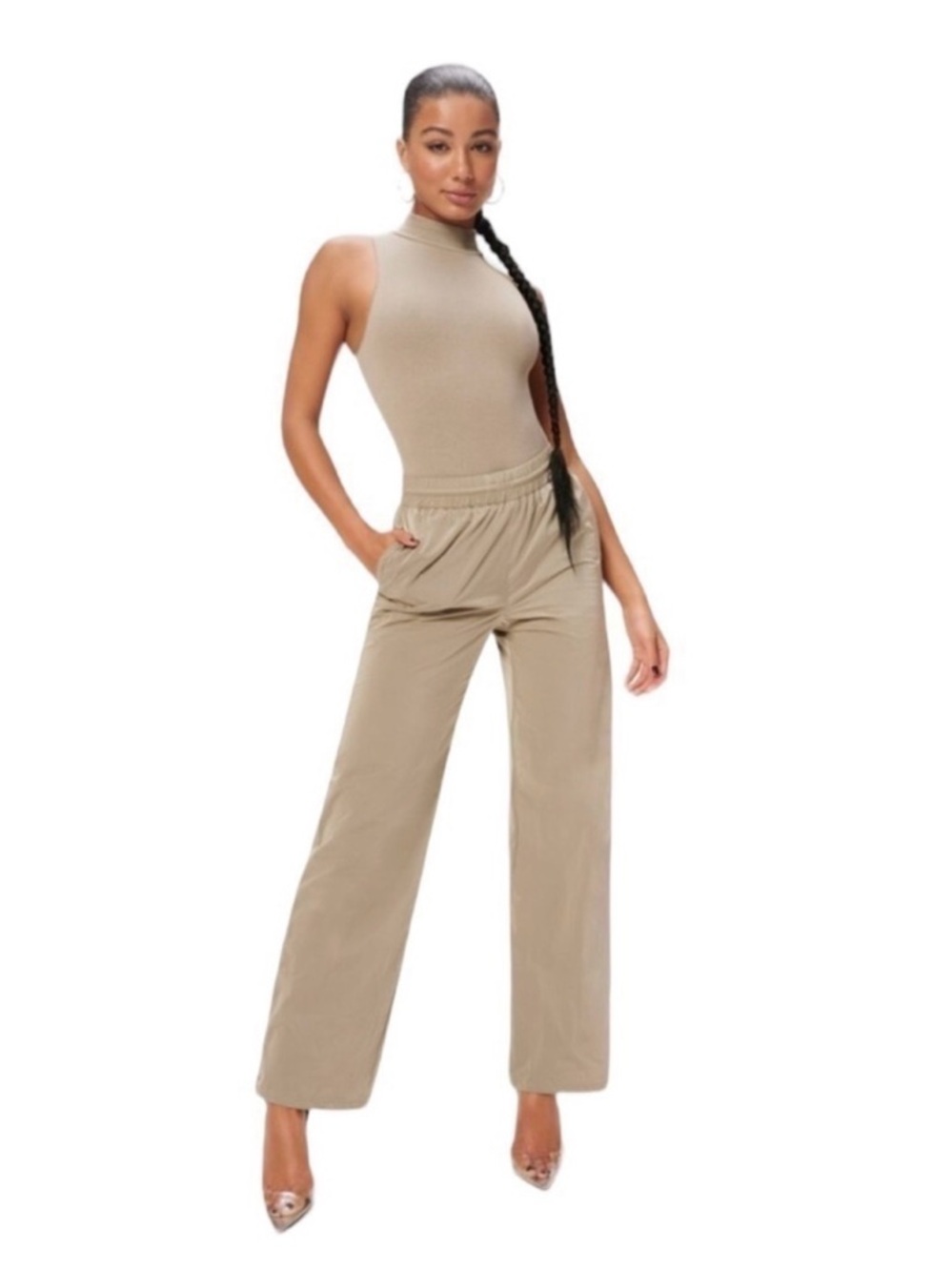 Good American Wide Leg High-Rise Track Pants